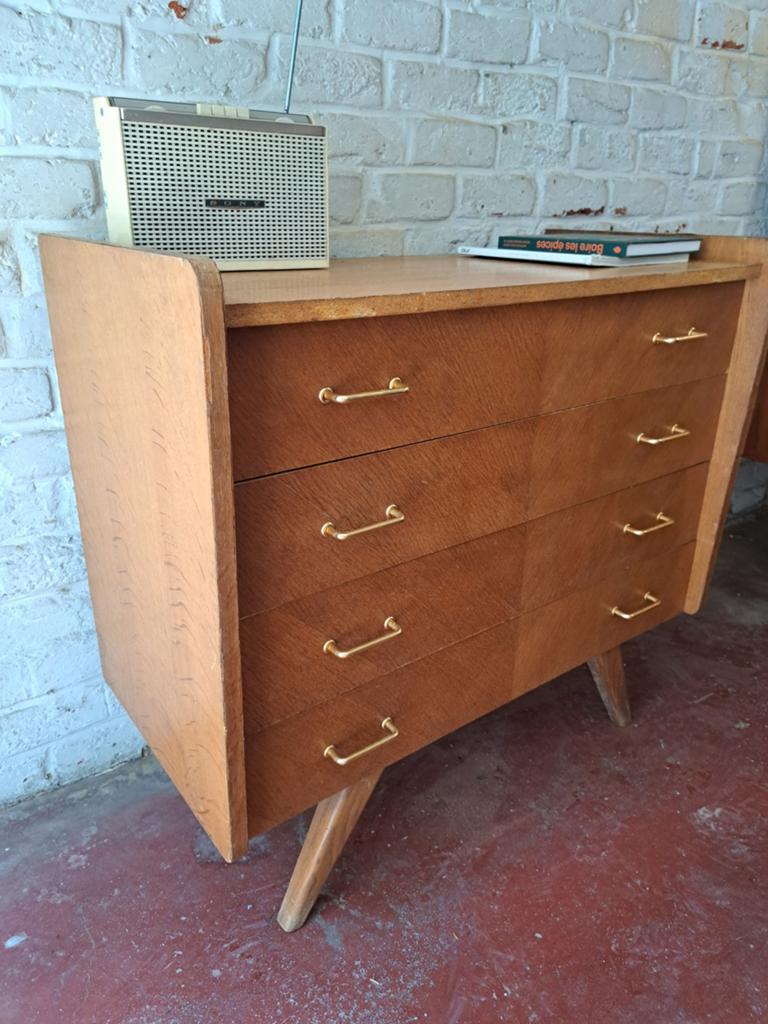 Meuble commode vintage poignées dorées