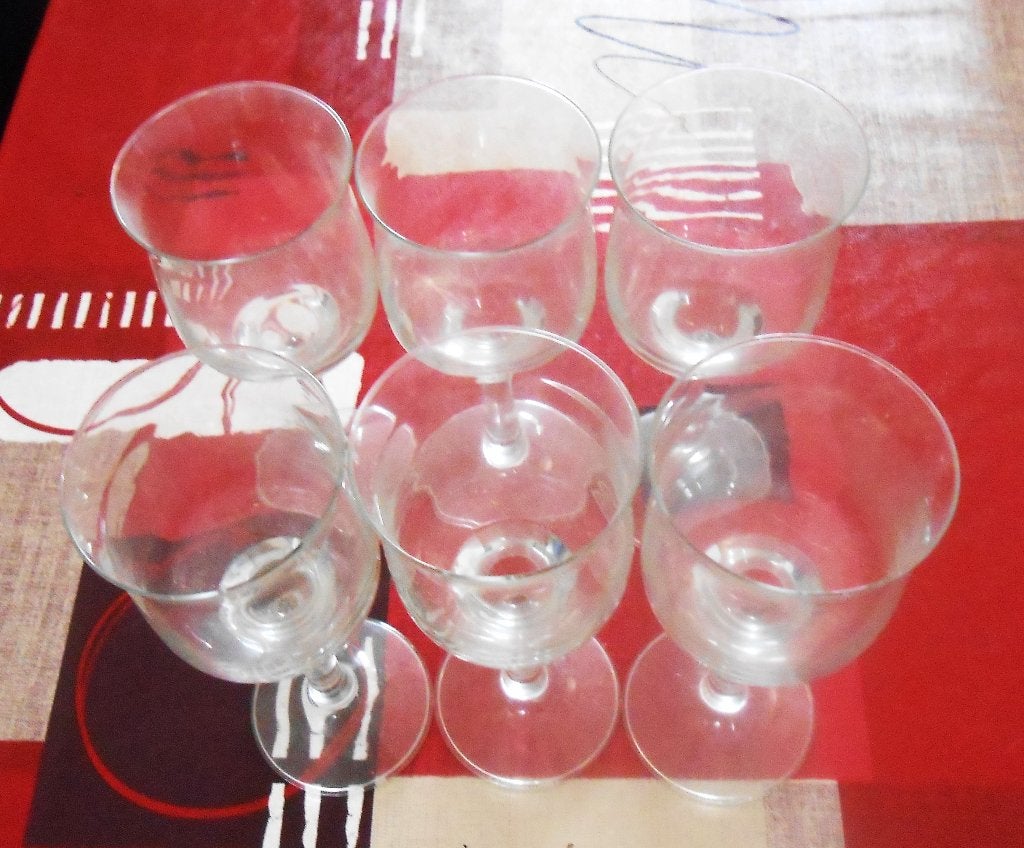 6 glaswerk identiek - verschillende formaten, Ophalen, Zo goed als nieuw, Borrel- of Shotglas