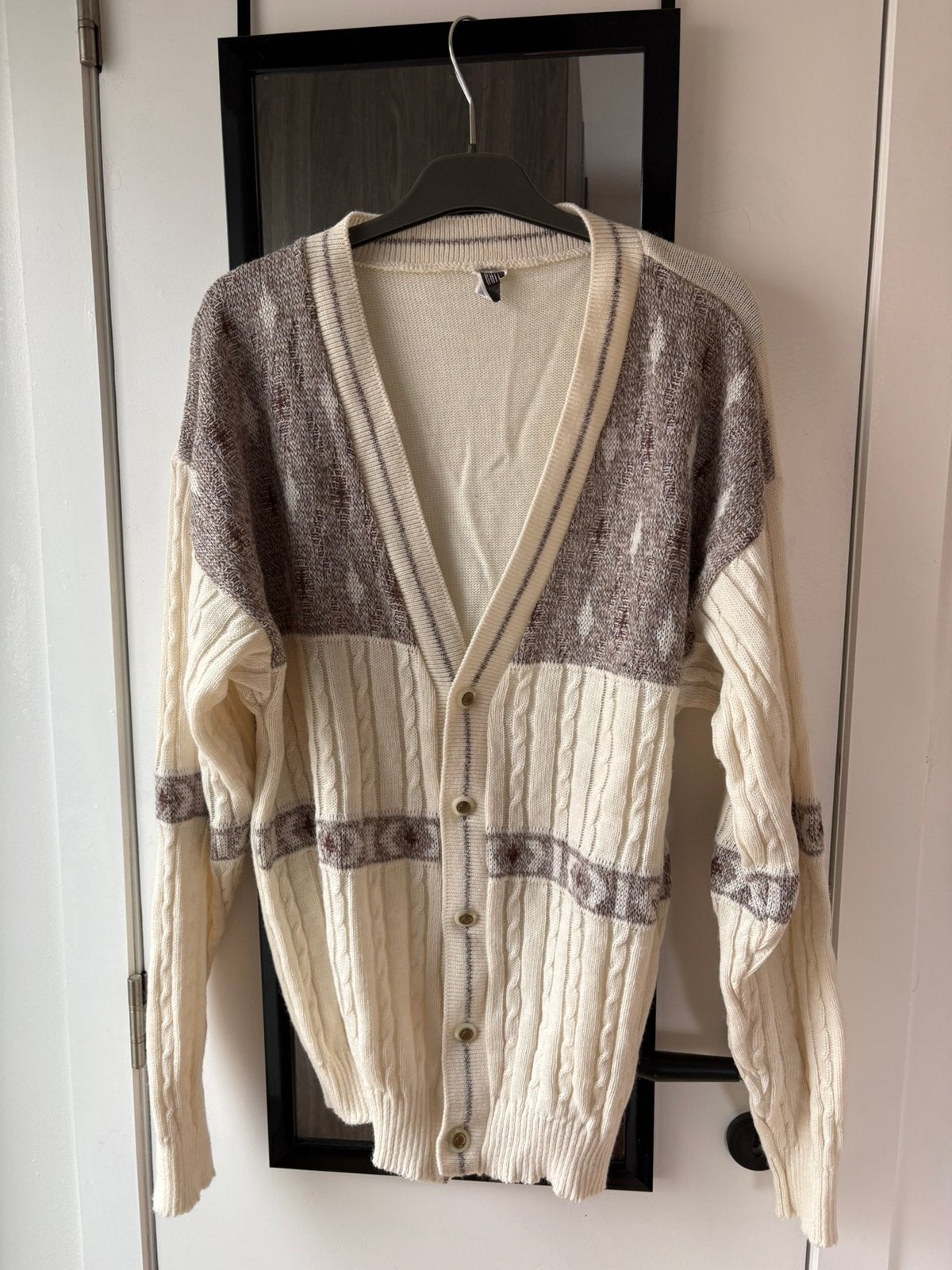 Vintage heren trui -  raffecha (merk finland) - jaren 70/80, Enlèvement ou Envoi, Comme neuf, Taille 52/54 (L), Beige