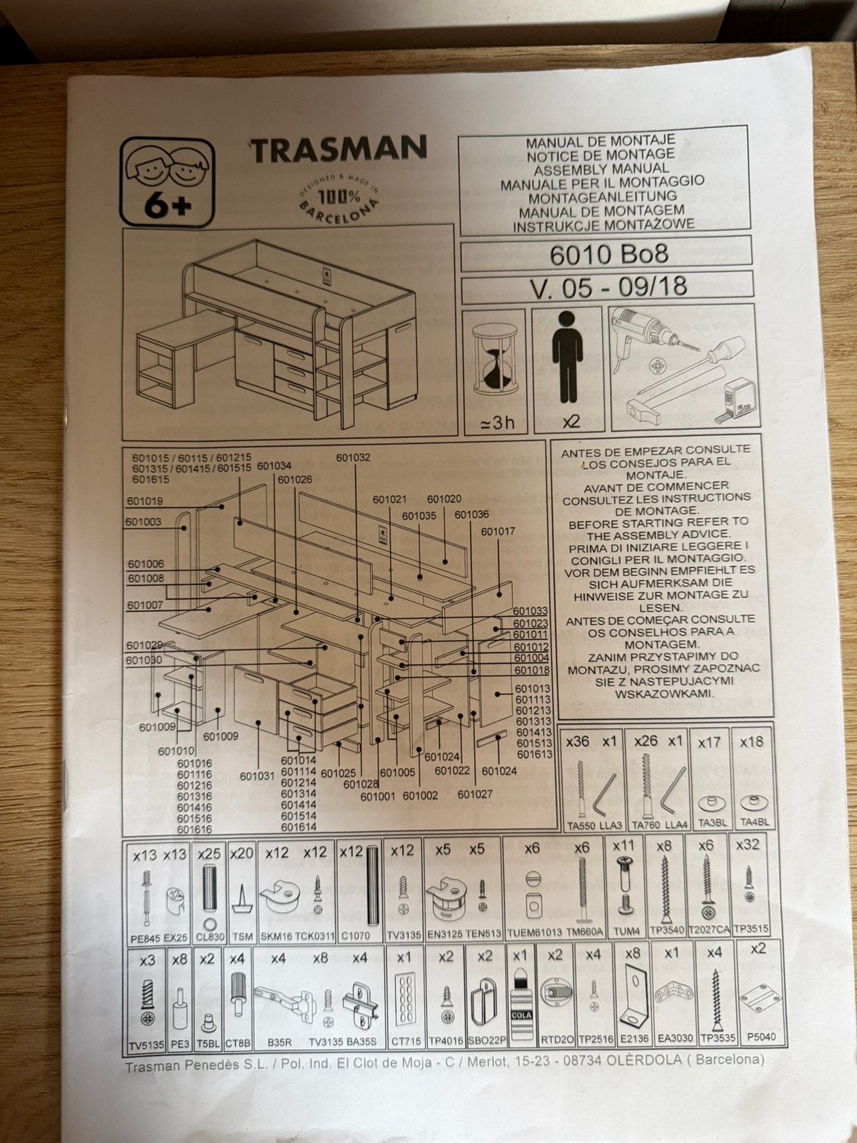 Hoogslaper met bureau, Ophalen, Halfhoogslaper
