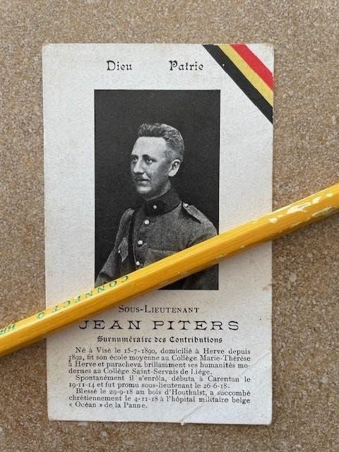 Sous Lieutenant Jean PITERS Visé tombé 1918 Bois deHOUTHULST, Enlèvement ou Envoi, Image pieuse