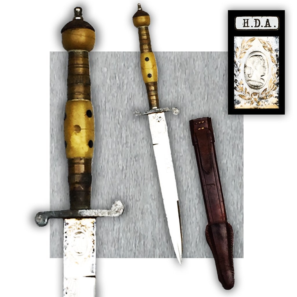 🚨 Zeldzame Gegraveerde dolk HIGH LIFE CUCHILLO 1910, Ophalen of Verzenden, Landmacht, Mes of Dolk