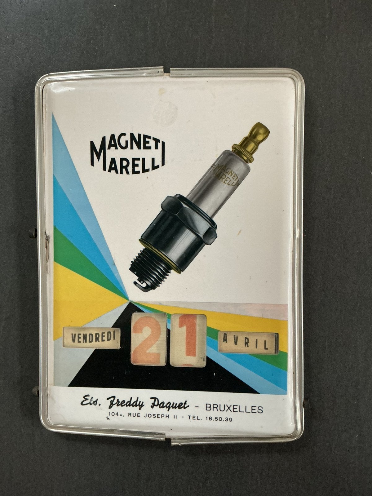 Vintage Roy Vercelli Eeuwigdurende Kalender Magneti Marelli, Antiek en Kunst, Ophalen of Verzenden, Lithografie