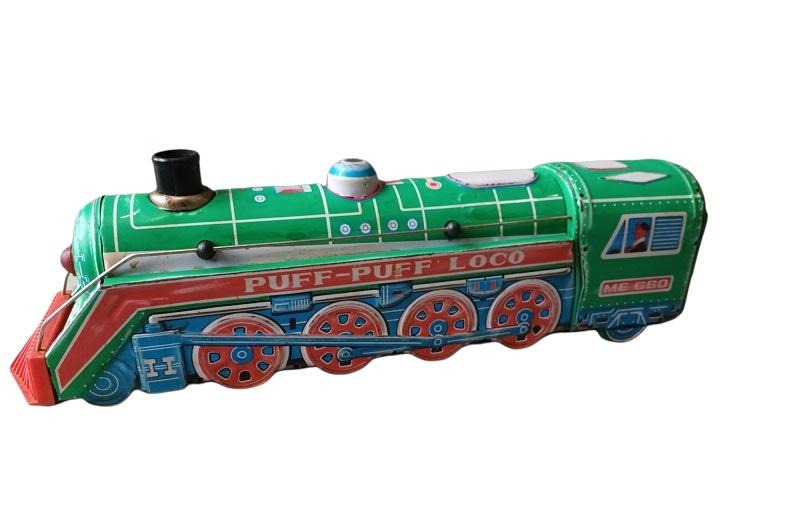 Puff-puff loco. op batterijen., Antiek en Kunst, Antiek | Speelgoed, Ophalen of Verzenden
