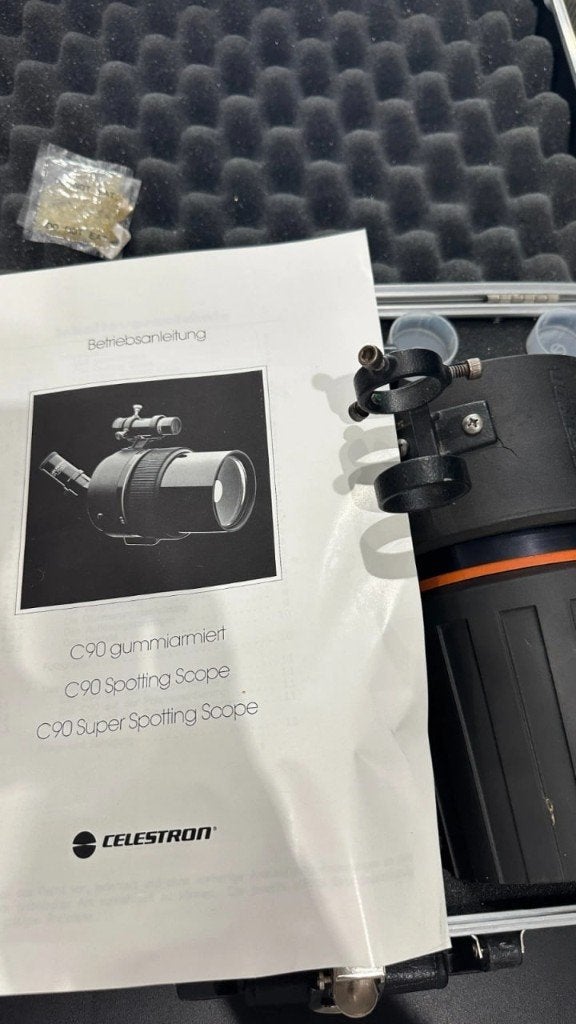 Celestron C90 telescoop met Bilora statief, 80 tot 200 mm, Met statief, Zo goed als nieuw, Spiegeltelescoop (reflector)