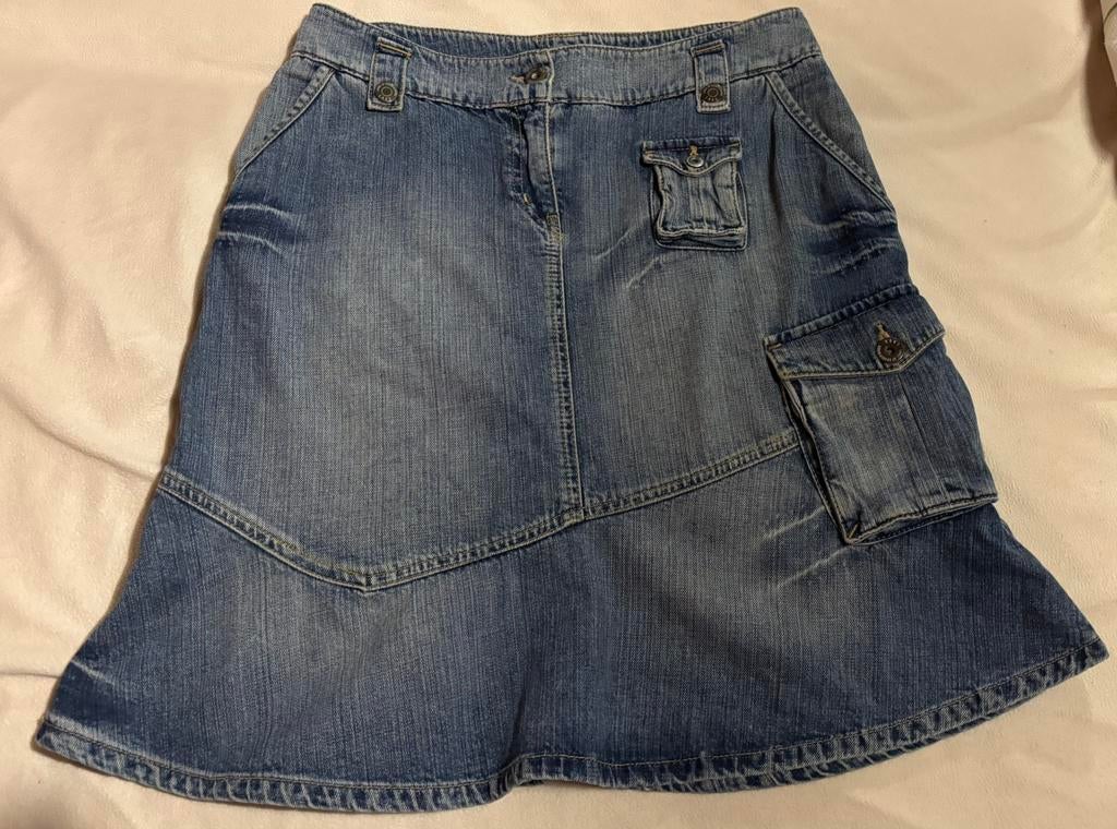 Jeans rok met zakken bovenop, Ophalen of Verzenden, Gedragen, Maat 38/40 (M), Blauw