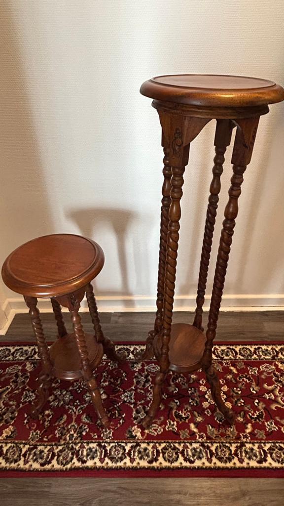 Paire de sellettes anciennes en bois torsadé style LouisXIII, Ophalen, Zo goed als nieuw