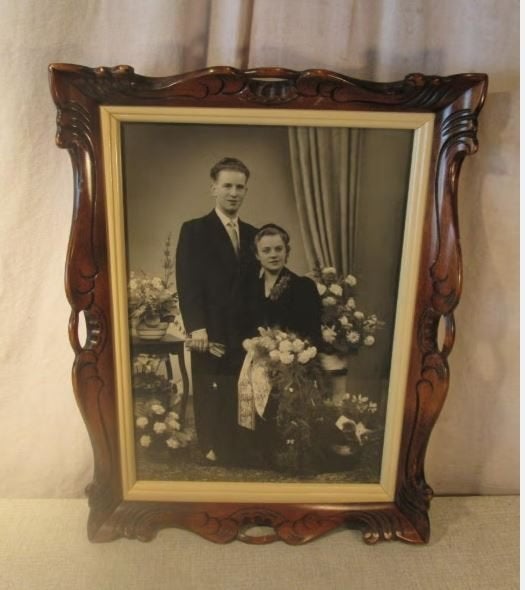 Magnifique cadre photo art déco ancien en bois - 43x33/35x25, Enlèvement ou Envoi, Comme neuf, Cadre photo standard, Bois