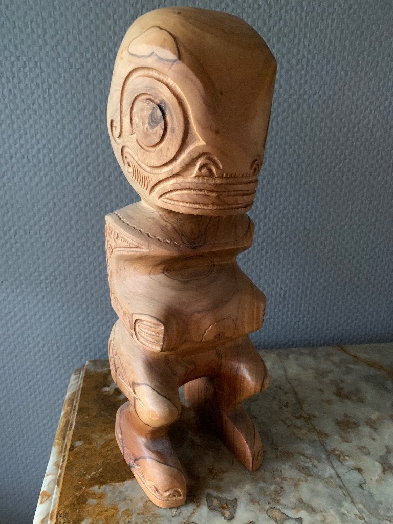 Houten Polynesisch Tiki-beeld – handgesneden, Antiquités & Art, Enlèvement, Statue