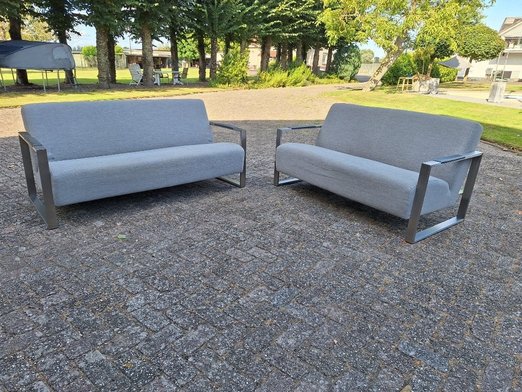 1 of 2 Montel banken in grijs stof / bank / bankenset, Huis en Inrichting, Zetels | Zetels, Gebruikt, Rechte bank, Overige maten