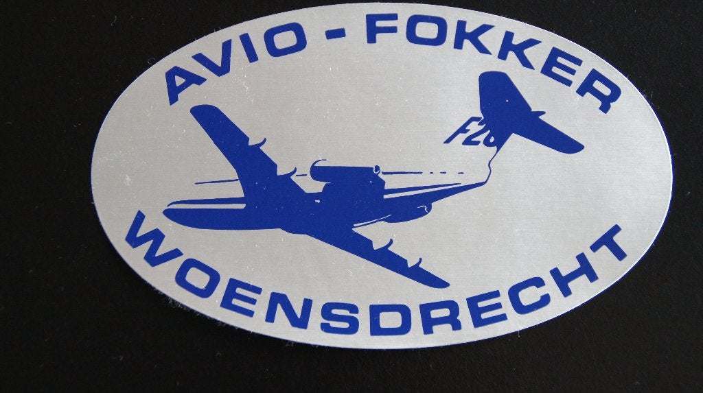 sticker Avio - Fokker Woensdrecht - vliegtuig, Verzamelen, Ophalen of Verzenden, Zo goed als nieuw, Overige typen