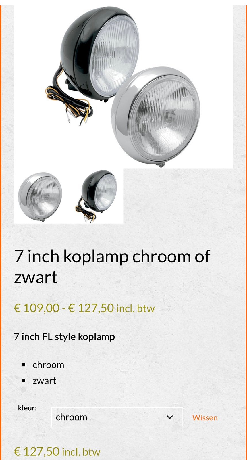 Croom 7 inch koplamp, Enlèvement