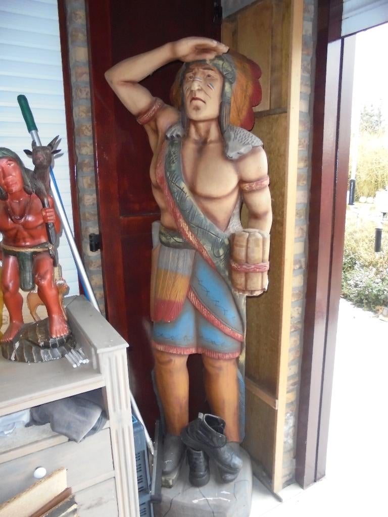 houten indiaan, Antiek en Kunst, Ophalen, Meer dan 2 meter, Beeld, Hout