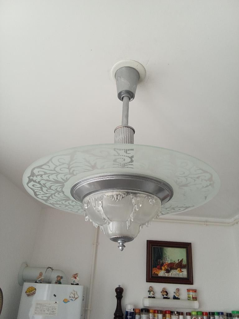 lustre vintage, Ophalen, Gebruikt, Glas, 50 tot 75 cm