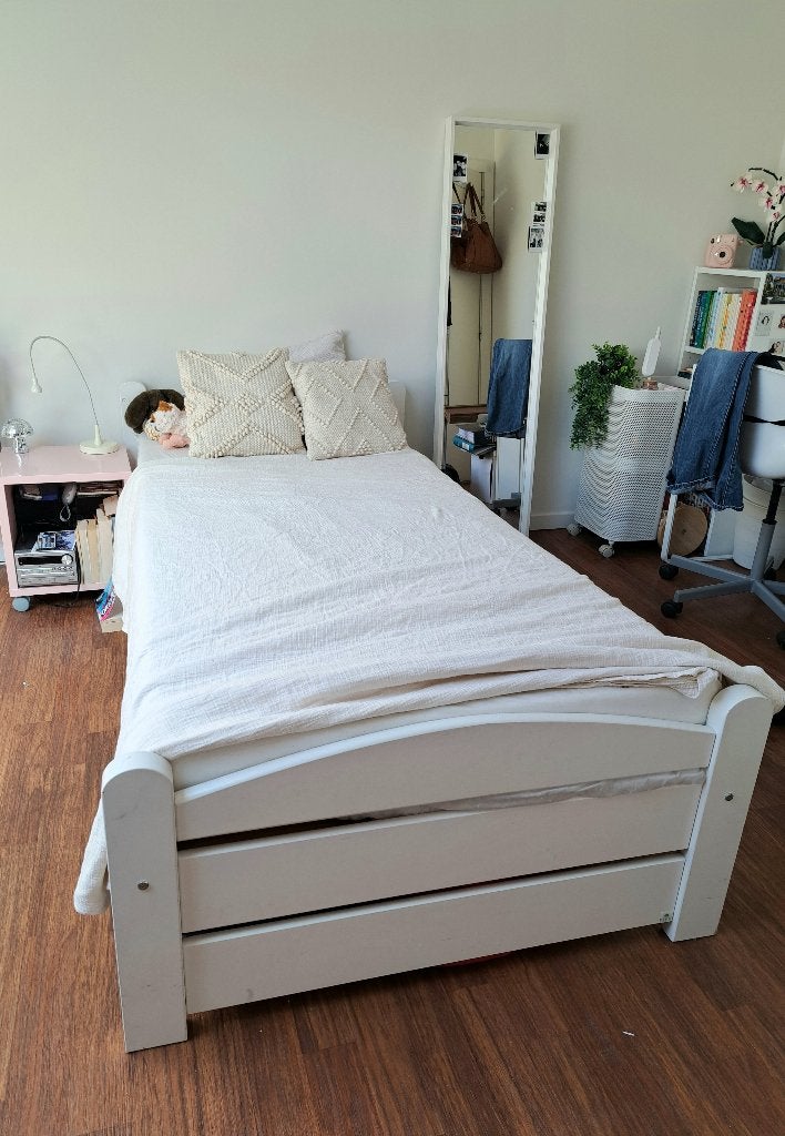 Lit PIFU + sommier+ matelas 1 personne, 90 cm, Une personne, Enlèvement, Utilisé