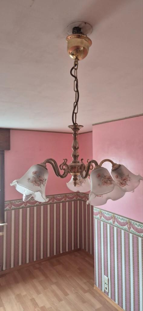 Lustre avec fleurs en verre, Maison & Meubles, Enlèvement, Comme neuf, Rétro