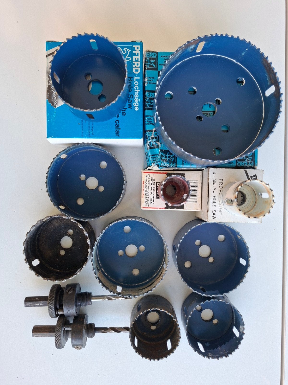 Set 10 bimetalen gatzagen klokboren merk Pferd 29 tot 114mm, Ophalen of Verzenden, Gebruikt, Boor- en Schroefmachine