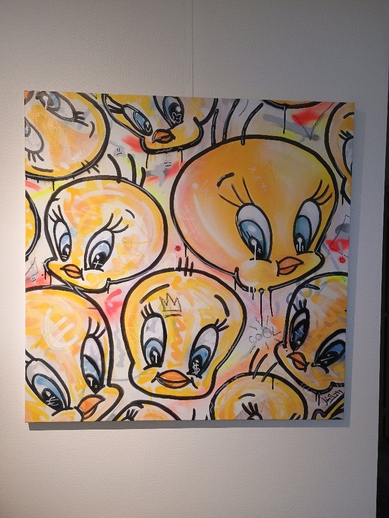 Extra Tweety, Antiquités & Art, Textile, Signé, Enlèvement ou Envoi, Technique mixte