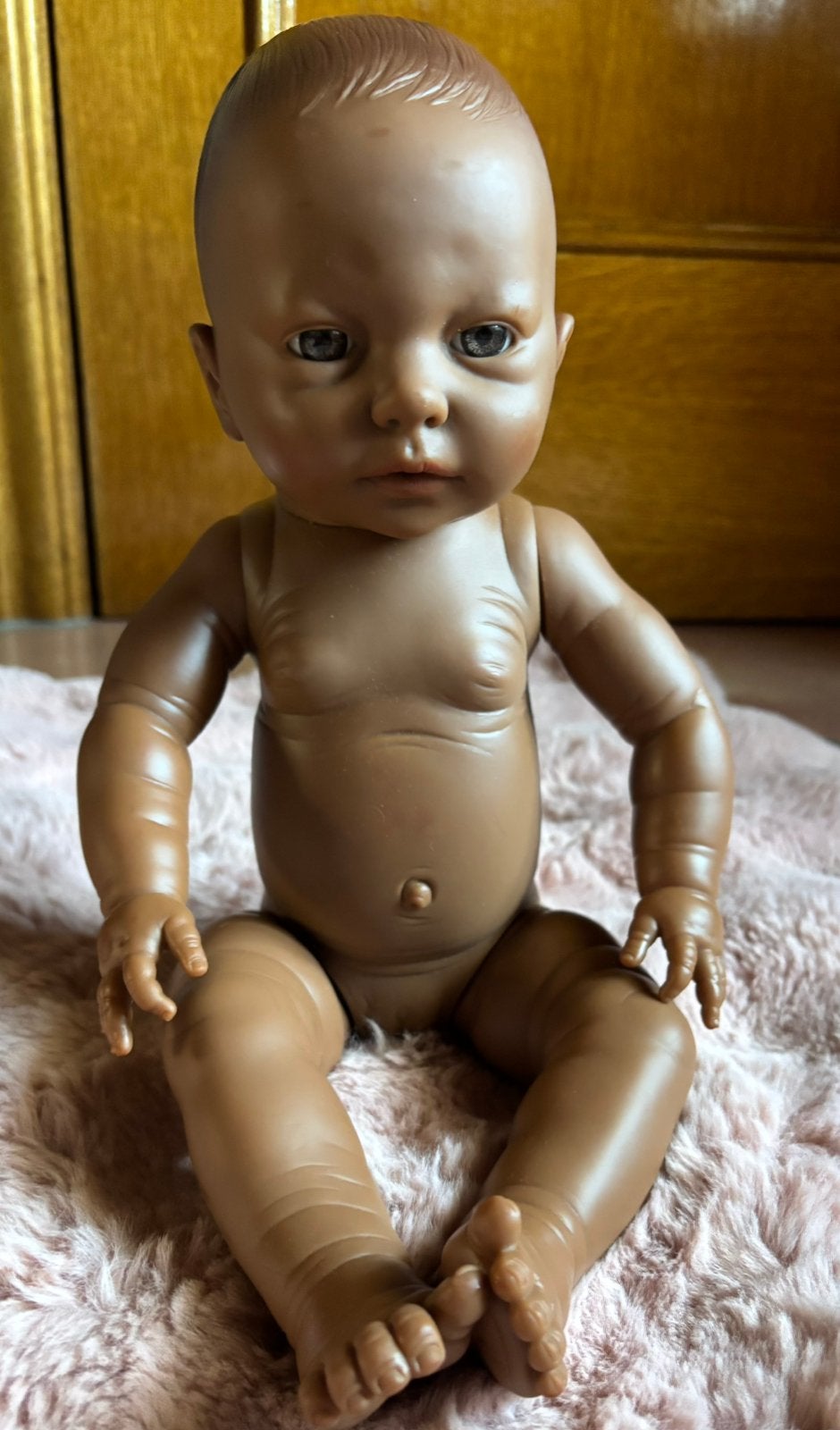 Lieve getinte babypop,meisje’ 40 cm., Ophalen of Verzenden, Zo goed als nieuw, Babypop