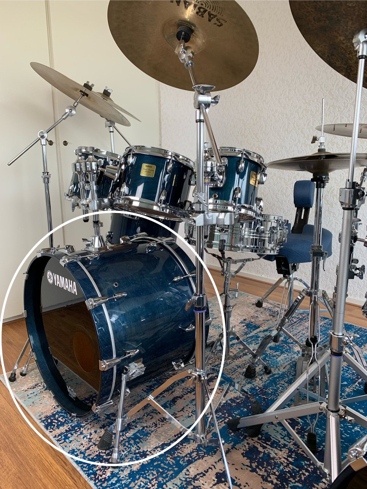 Yamaha Birch Custom Absolute, Sea Blue finish (shellset), Muziek en Instrumenten, Drumstellen en Slagwerk, Ophalen, Gebruikt, Yamaha