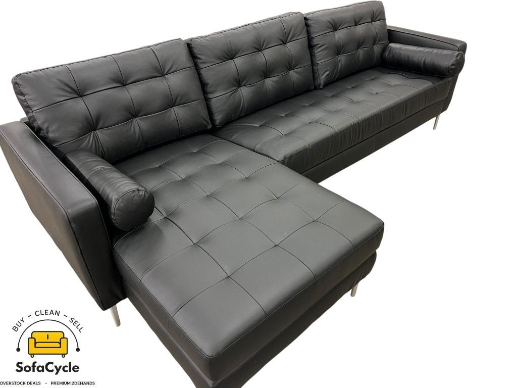 Hoekzetel zwart skai leder, demonteerbaar, links – nieuw, Gebruikt, Zonnestraat 223-229, 9600 Ronse, België, Info@sofacycle.be
