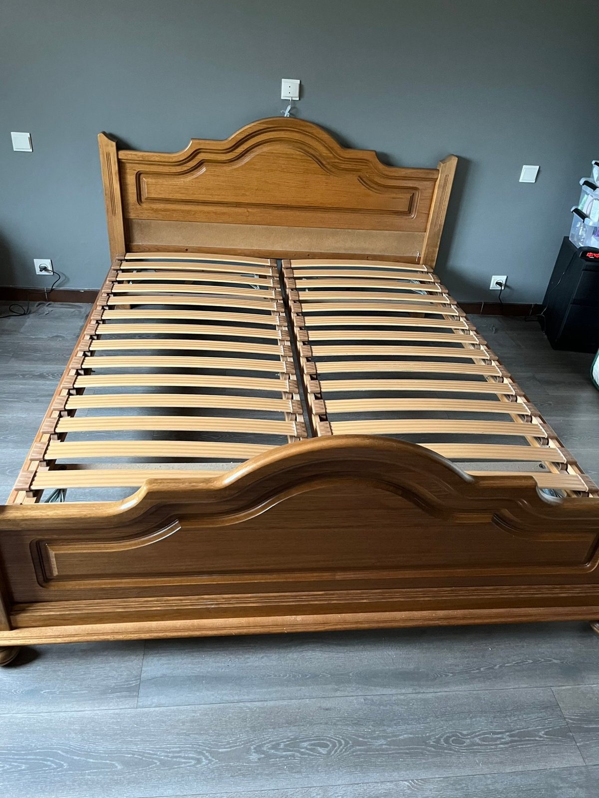 Massief 2 persoonsbed inclusief lattenbodems 160 x 200, Ophalen, Tweepersoons, 200 cm, 160 cm