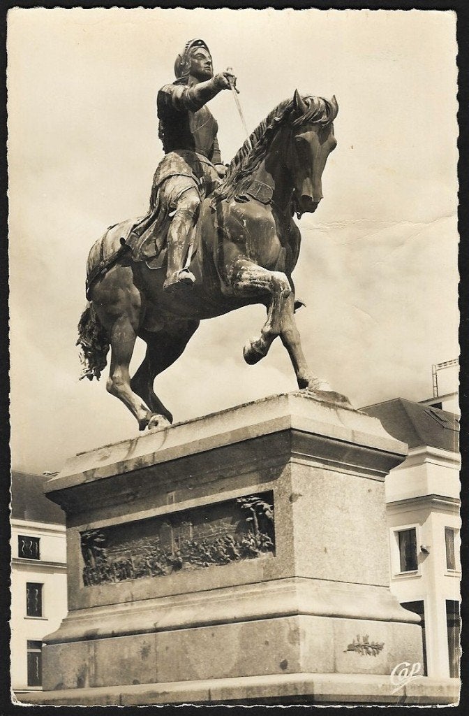 1955 - FRANCE - Orléans : Statue équestre Jeanne d'Arc, Envoi, 1940 à 1960, Affranchie, France