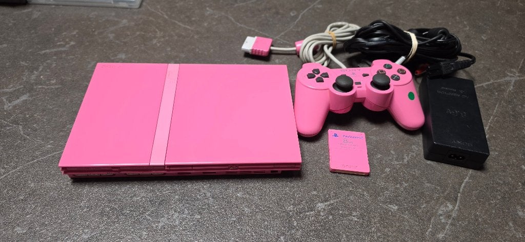 PS2 slim pink + geheugen, Ophalen of Verzenden, Gebruikt