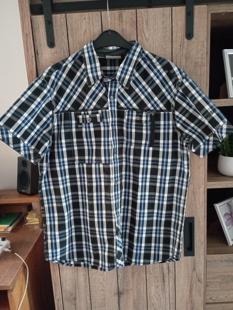 blauw geruit hemd C&A angelo litrico mt 43/44, Blauw, Zo goed als nieuw, Halswijdte 43/44 (XL), C&A