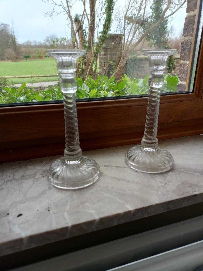 Deux bougeoirs en verre, Enlèvement ou Envoi, Verre