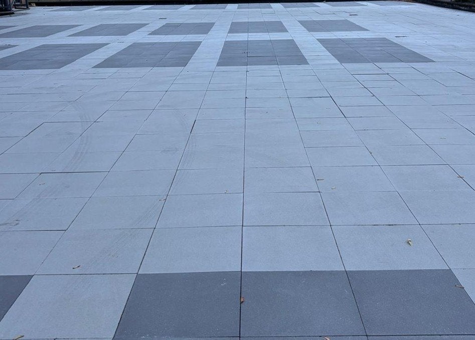 Betontegels 60x60x6cm Beige en Antraciet, Ophalen, Gebruikt, 60 cm of meer, 10 m² of meer
