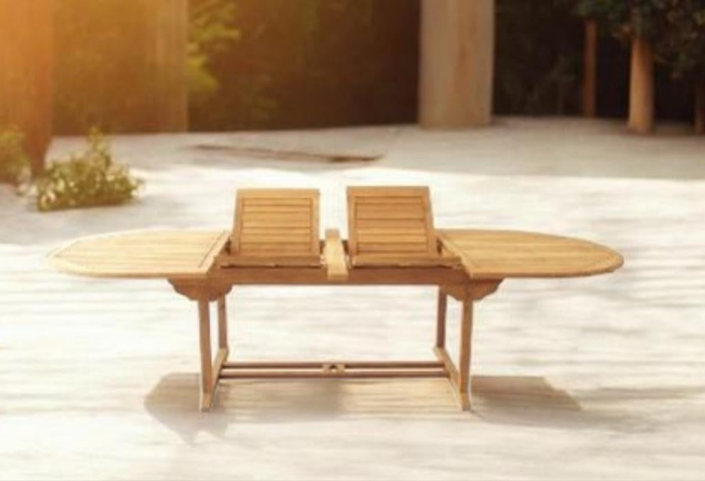 Table Extensible en Teck de 2 m à 3 m, Jardin & Terrasse, Tables de jardin, Enlèvement, Neuf, Ovale, Bois