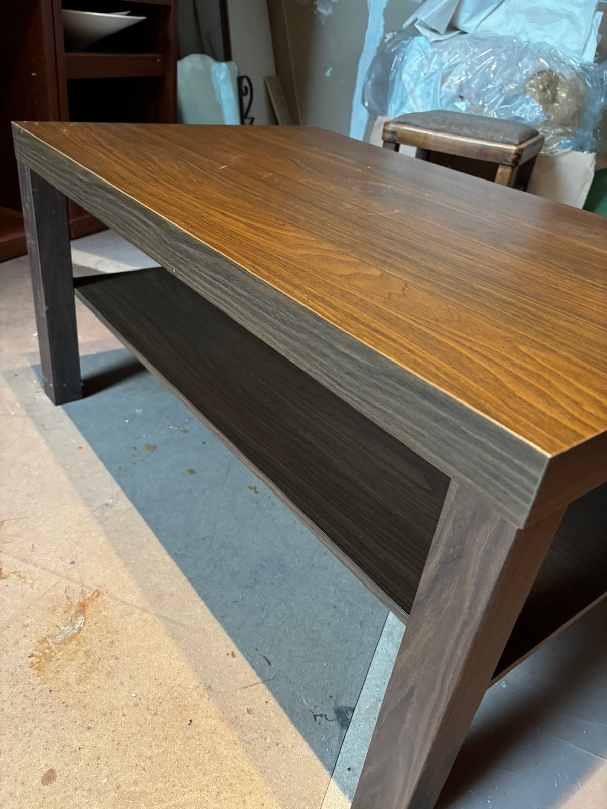Donkerbruine salontafel (Ikea -lack), Huis en Inrichting, Ophalen, Overige materialen, Gebruikt, 50 tot 100 cm