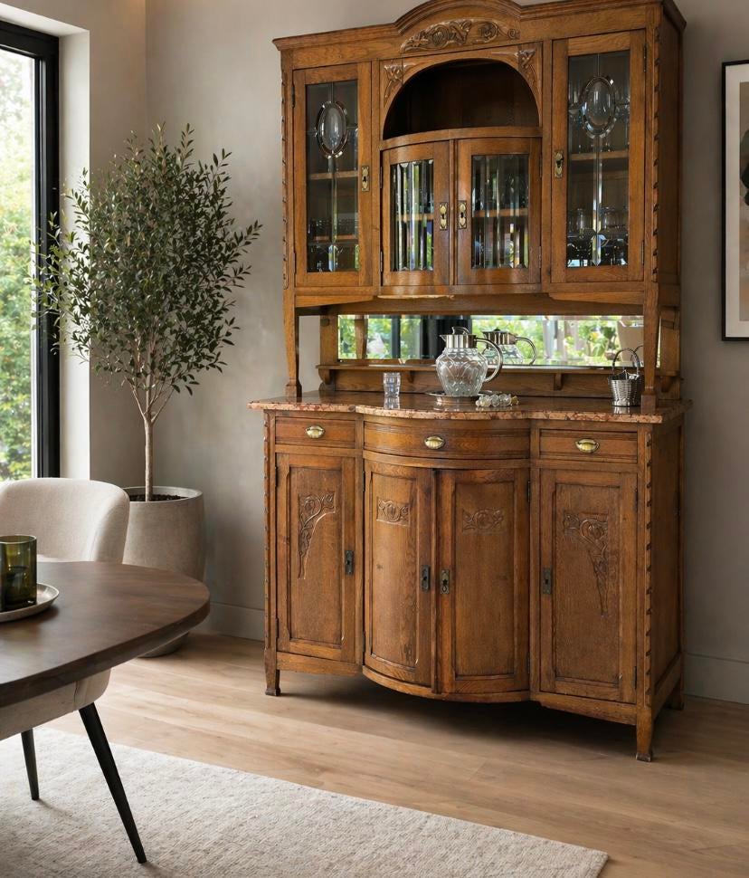 Belle vitrine ancienne, Enlèvement, Utilisé, Chêne