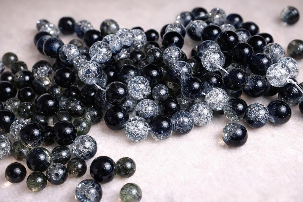 lot kralen zwart kristal crackle 6-8mm +- 167, Ophalen of Verzenden, Nieuw, Kraal