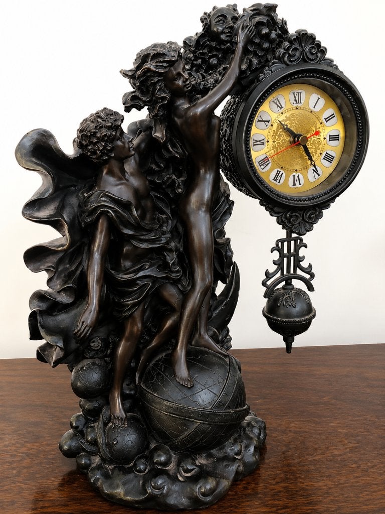 Horloge statue art-déco, Maison & Meubles, Noir, Enlèvement, Horloge de table, Art déco