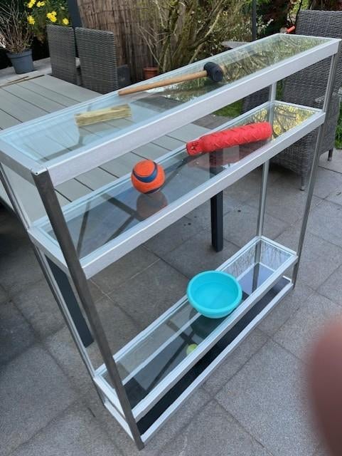 Kewlox Aluminium met Glazen Leggers, Ophalen, Zo goed als nieuw