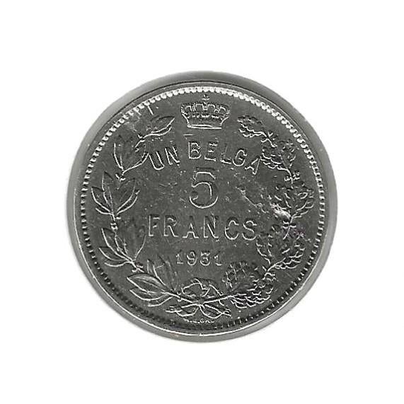 Belgique, 5 Francs (Un Belga) 1931 FR, pos. A., Postzegels en Munten, Ophalen of Verzenden, Overig, Losse munt