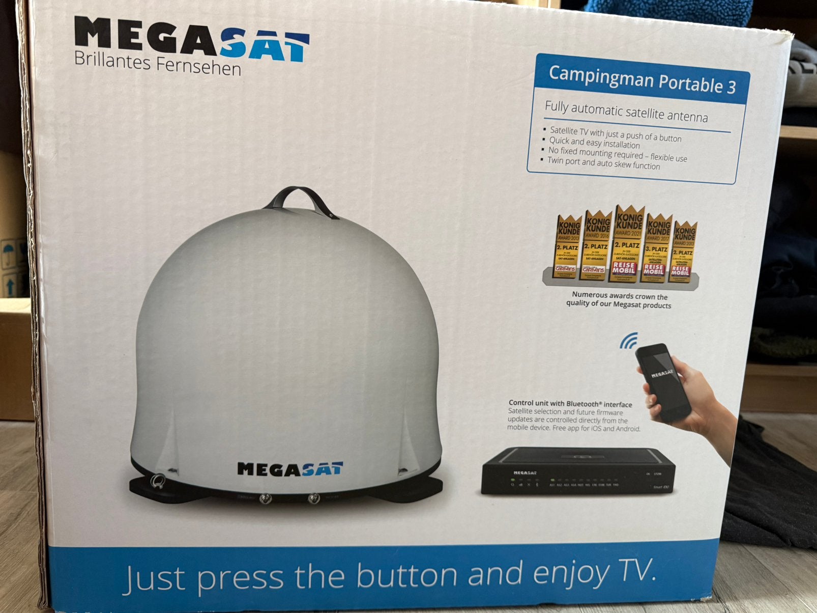 Megasat Campingman Portable 3, Audio, Tv en Foto, Schotelantennes, Ophalen, Gebruikt, Overige merken
