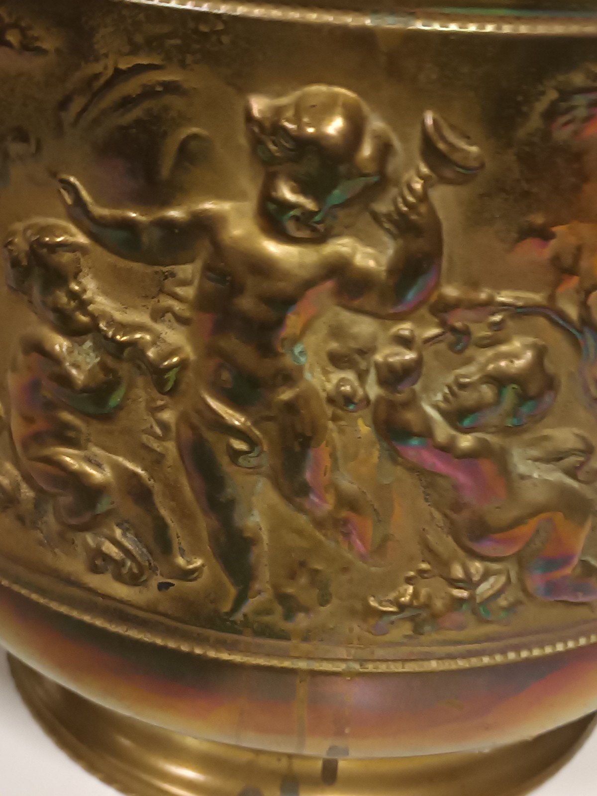 Antieke Messing Cachepot / Plantenbak met Putti 
Antieke Mes, Ophalen of Verzenden, Koper