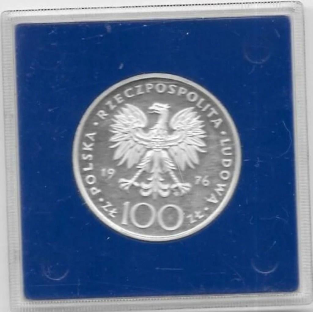 100 Zloty Silver 1976 PP Tadeusz Kosciuszko in doos, Postzegels en Munten, Ophalen of Verzenden, Polen, Losse munt, Zilver