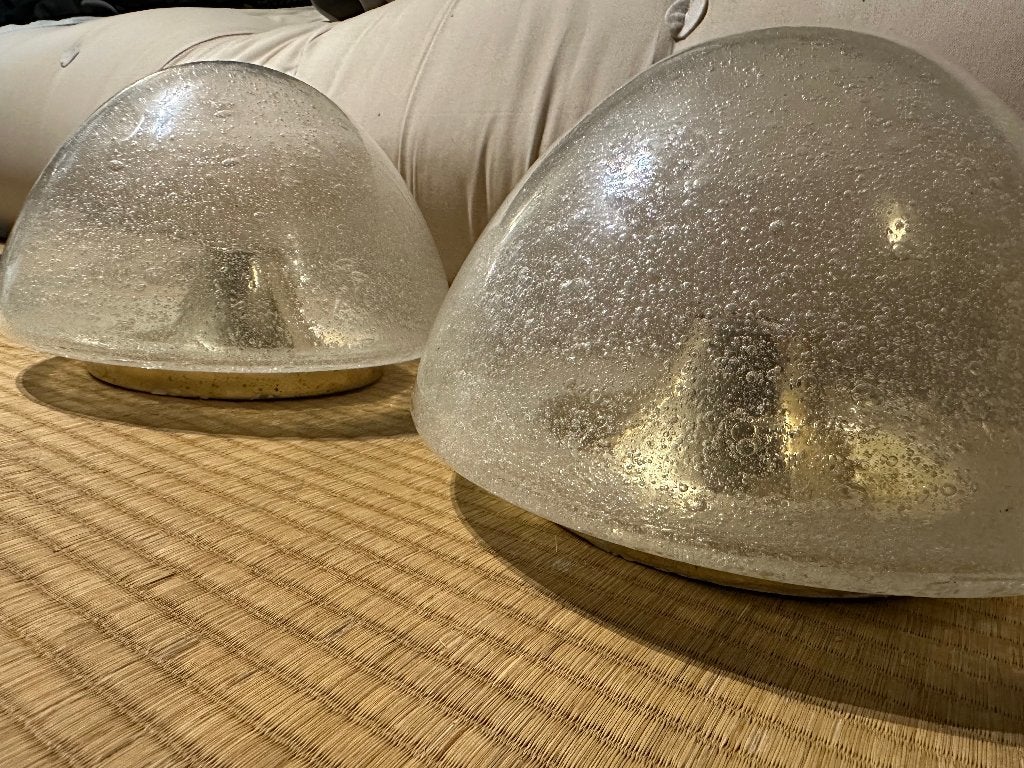 Deux Lampes Hoffmeister Leuchten Bubble Glass 70s, Maison & Meubles, Verre, Enlèvement, Utilisé, Années 70