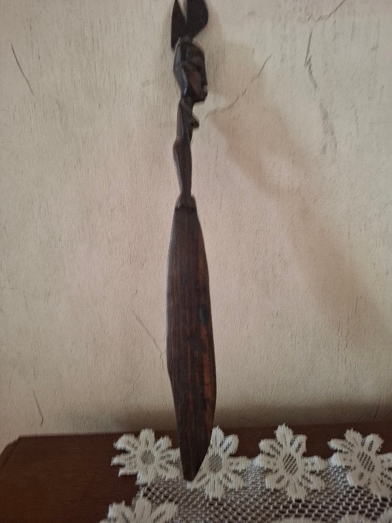 Vintage Handgesneden Afrikaanse Briefopener (Ebbenhout), Antiek en Kunst, Ophalen, Houtsnijwerk, Handgemaakt, 20 - 50 cm