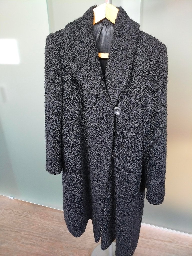 Astrakan vintage bontjas., Kleding | Dames, Zwart, Ophalen of Verzenden, Gedragen, ANDERE
