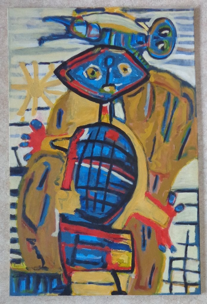 ONBEKEND / COBRA-FIGURATIE / OLIEVERF / 115x75cm / CHASSIS, Ophalen, Figuren, Olieverf, Overige materialen