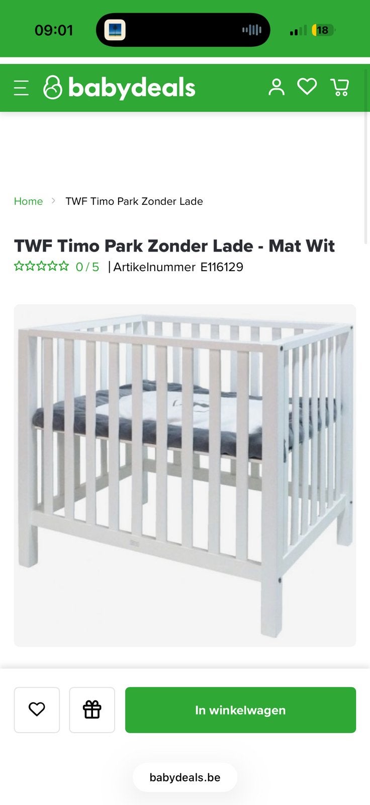TWF Babybox Timo zonder lade, Enlèvement, Comme neuf, Tiroir