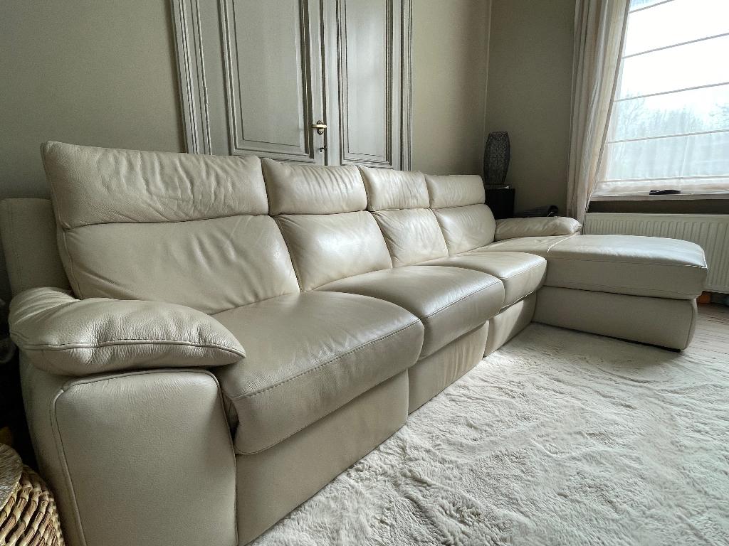 Lederen salon Natuzzi - elektrische relax (2), Ophalen, Gebruikt, Leer, Modern