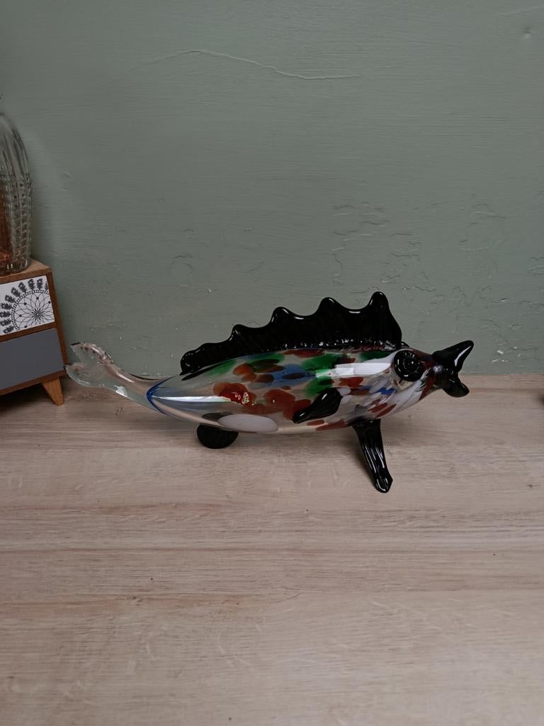 Grand poisson vintage en verre soufflé - style Murano, Enlèvement ou Envoi