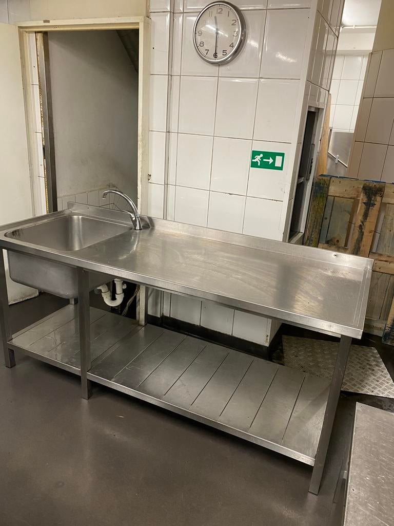 Inox werktafel met spoelbak, Ophalen, Inox