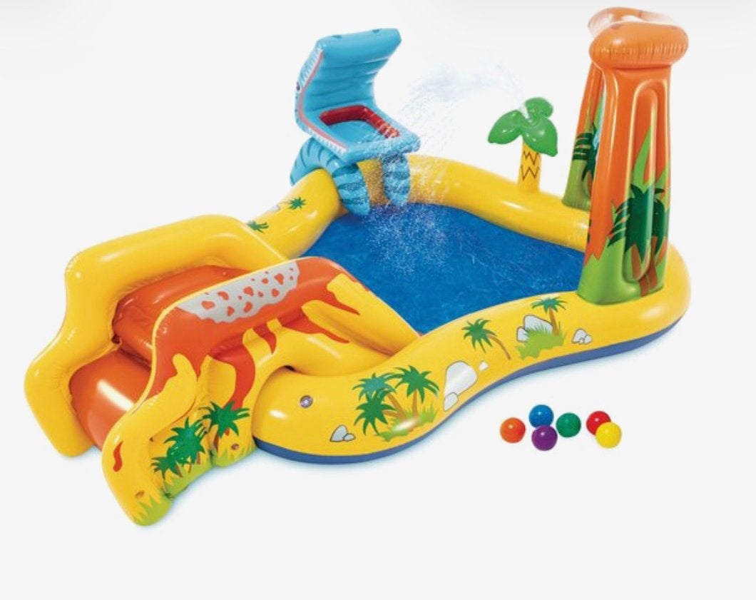Intex opblaasbaar zwembad met glijbaan en watersproeier, Ophalen, Zo goed als nieuw